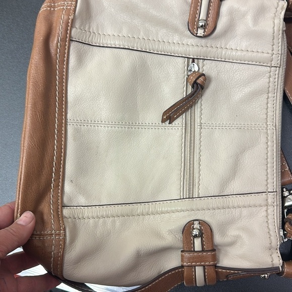 Tignanello tan and brown genius leather ladies shoulder Purse - Picture 4 of 8